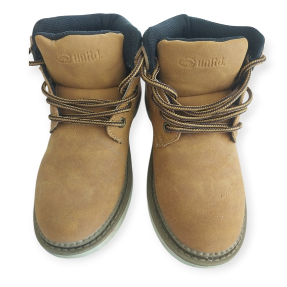 Ecko Unltd Kids Tan Work Boots Size 2 Boys Lace Up Ankle Boots - Picture 5 of 6